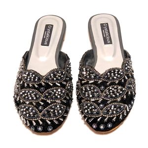 Black Crystal Bead Flats